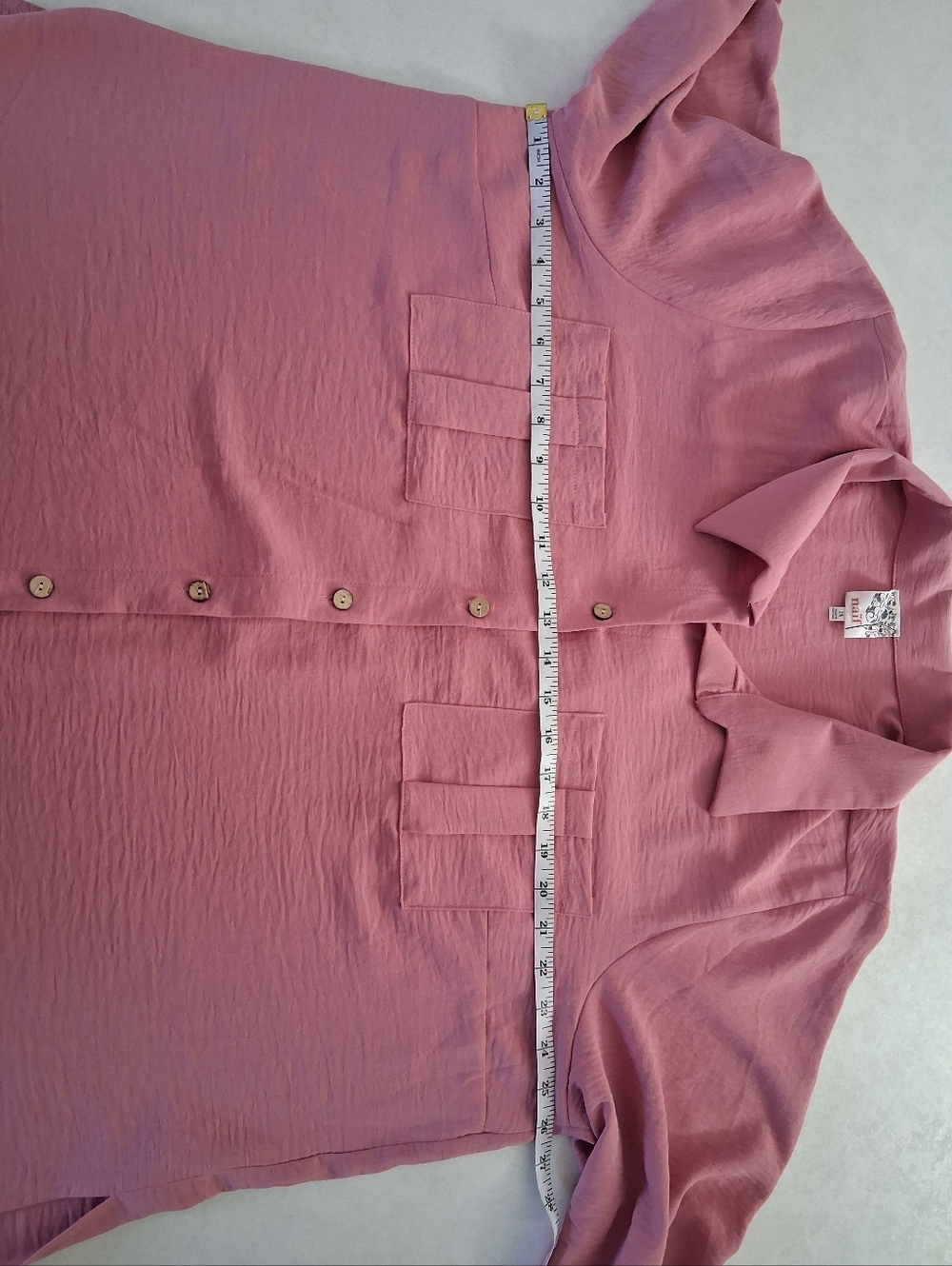 Naïf Montreal/ Mauve Pink Cork Button Up Blouse/ Crepe Material/ Size US 2X - Picture 12 of 13